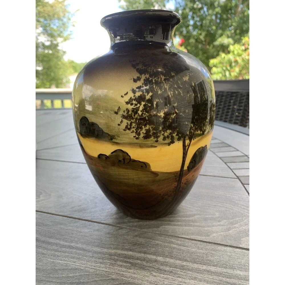 Vintage Handgemalt Vase Scenic Landscape 8 inches. Harmersbach